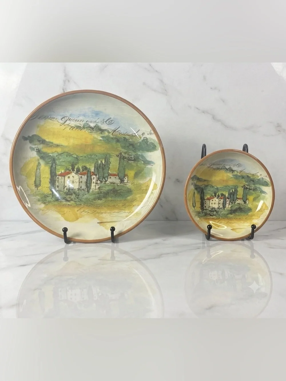 Paysage Salad/Dessert Plate With Dipping Bowl By artist Marc Lacaze