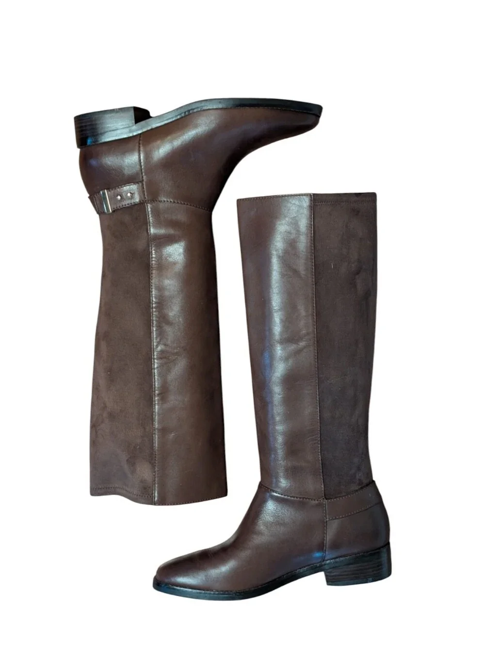 Cole Haan Adler Brown Leather Suede Riding Boots Knee High tall size 8B pull on