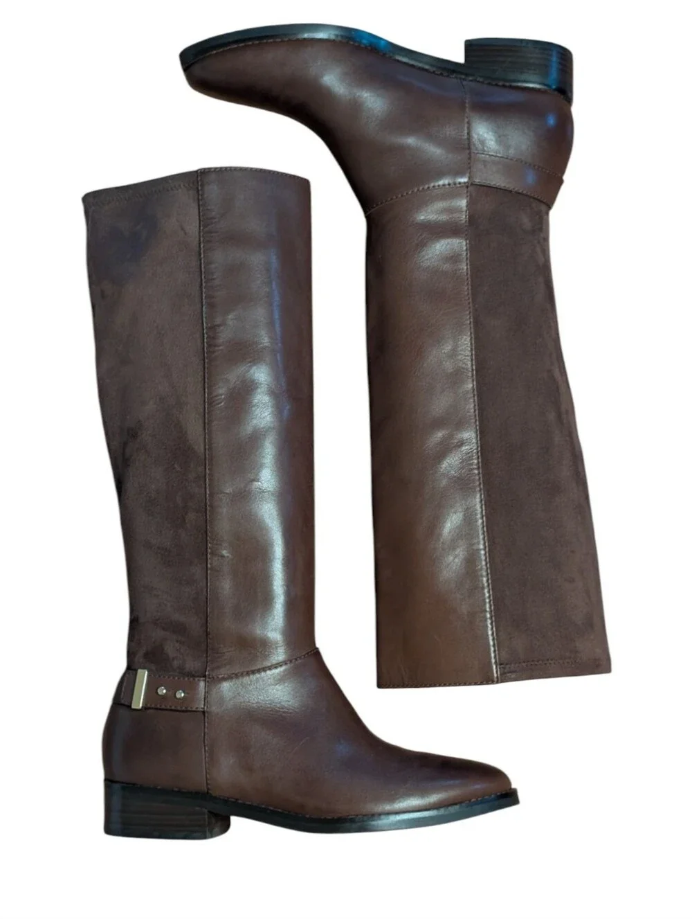 Cole Haan Adler Brown Leather Suede Riding Boots Knee High tall size 8B pull on