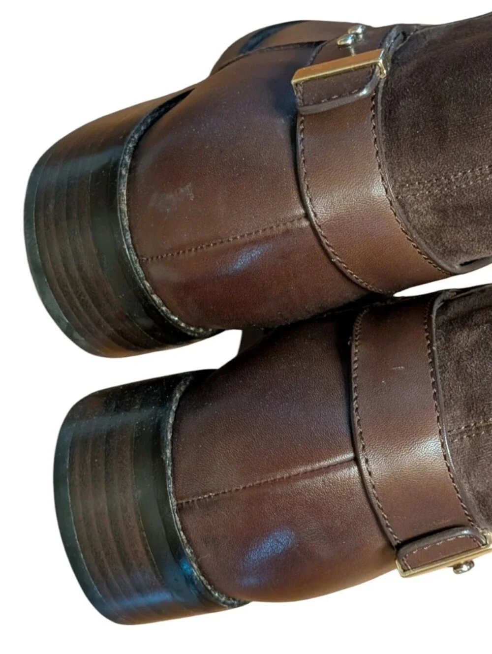 Cole Haan Adler Brown Leather Suede Riding Boots Knee High tall size 8B pull on