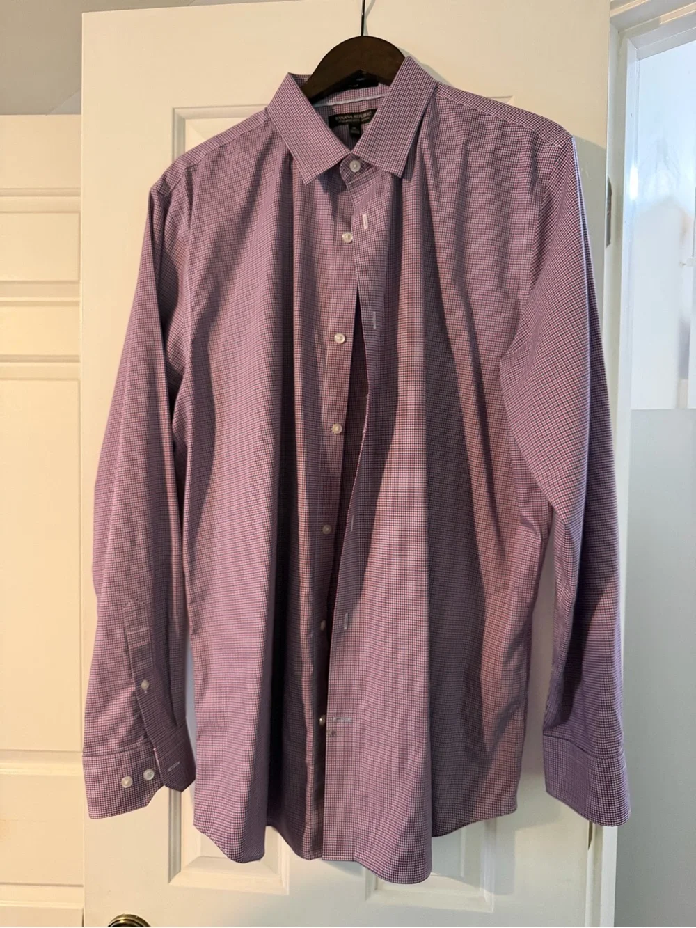 Banana Republic Red and Blue Micro-Check Dress Shirt