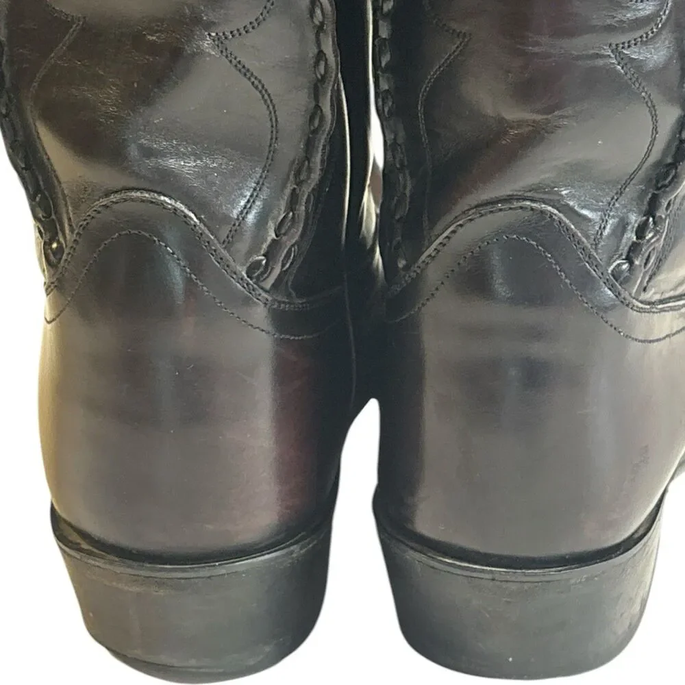 Vtg Dan Post Western Boots Mens 10D Mignon Black Cherry Bucklace Cowboy DP26679