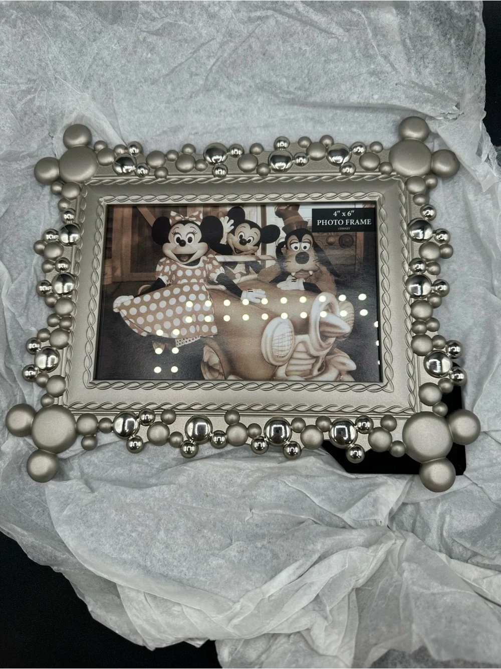 NEW Disney Parks Mickey Mouse Head Metal Frame Silver tone Fits 4x6