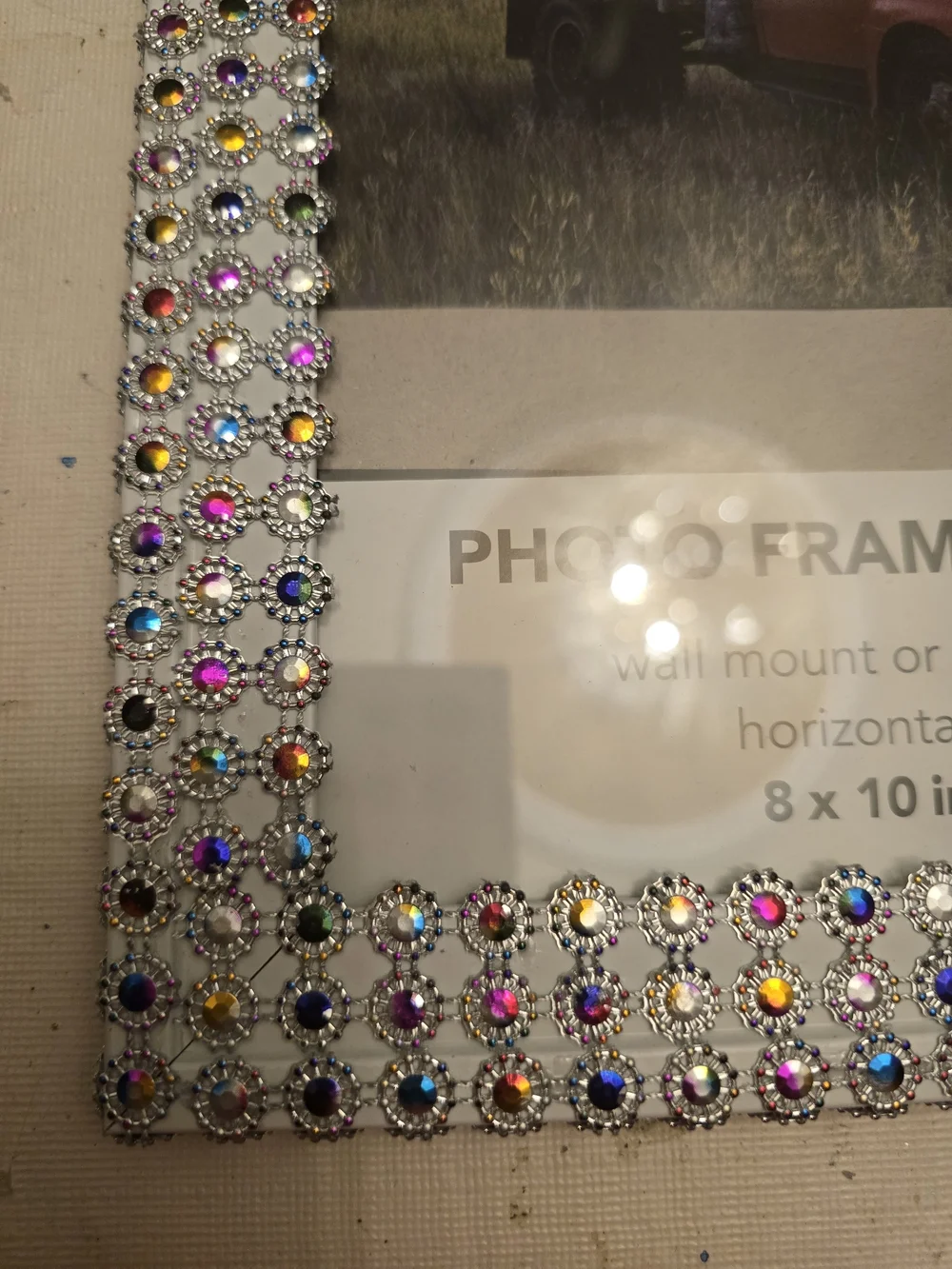 Rhinestone Embellished 8x10 Photo Frame - Silver Sparkle New 8x10 Handmade