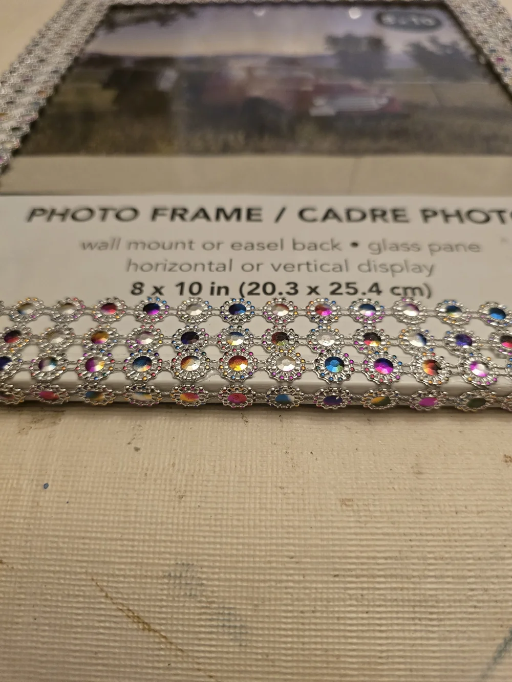 Rhinestone Embellished 8x10 Photo Frame - Silver Sparkle New 8x10 Handmade