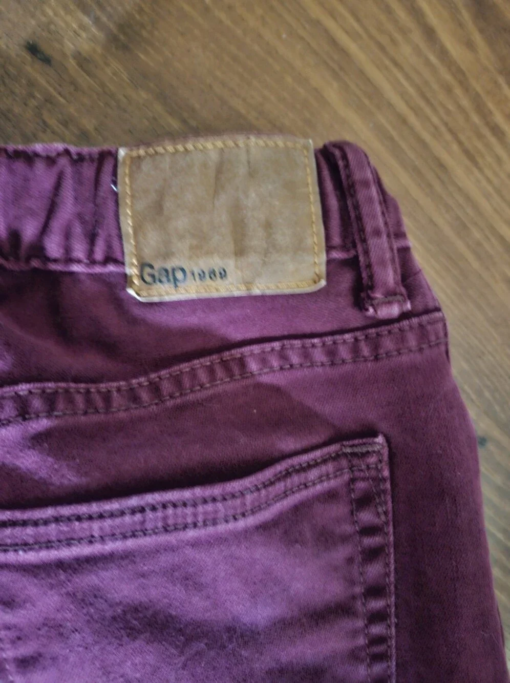 GAP Burgundy Denim Pants Boy's Size 14 With Adjustable Waist