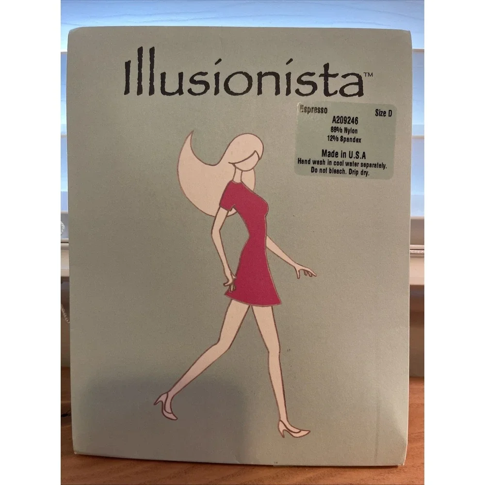 Lot of 2 Pairs NEW black & espresso‎ tights~Breezies Illusionista Size D