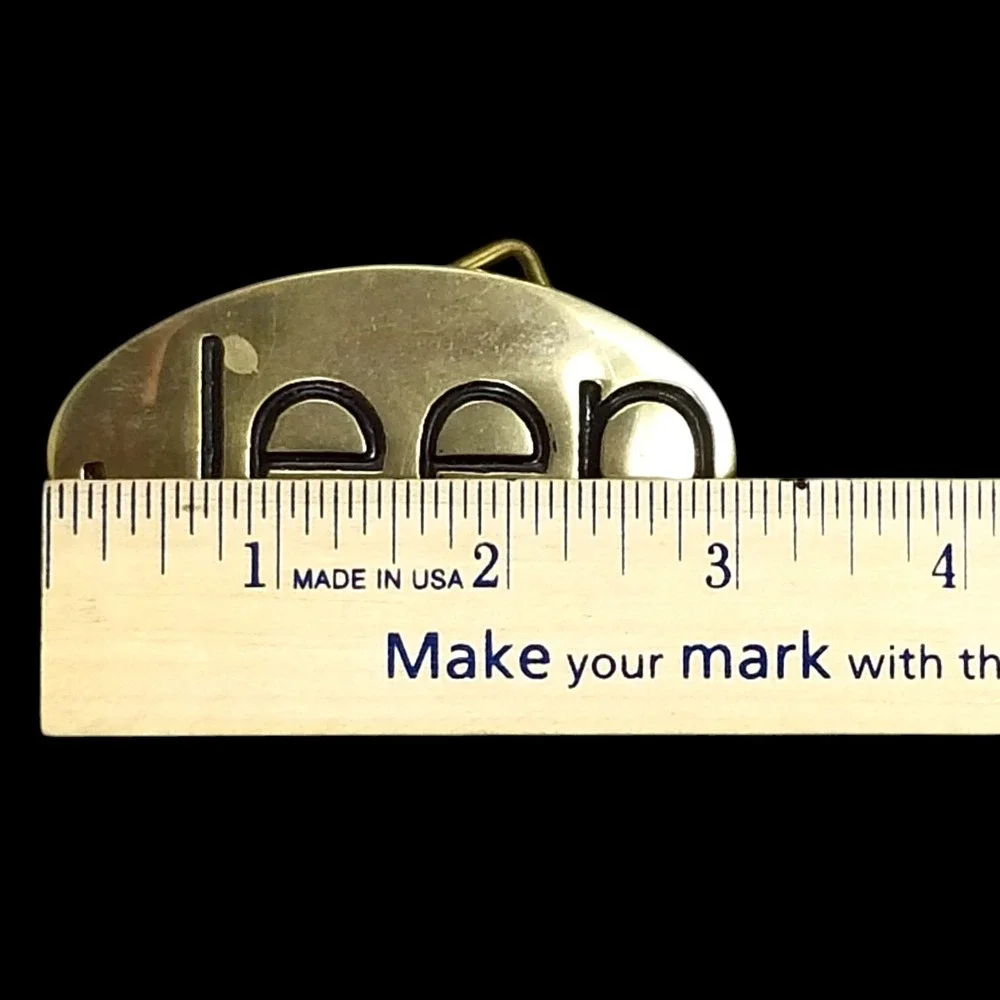 Jeep Belt Buckle Vintage Solid Brass Oval Logo Automotive Accessory‎ Taiwan Made