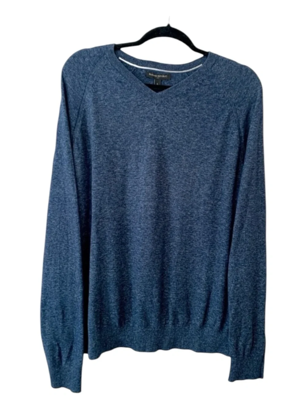 Men’s Banana Republic Blue V-Neck Sweater Size L 100% Cotton Lightweight Classic