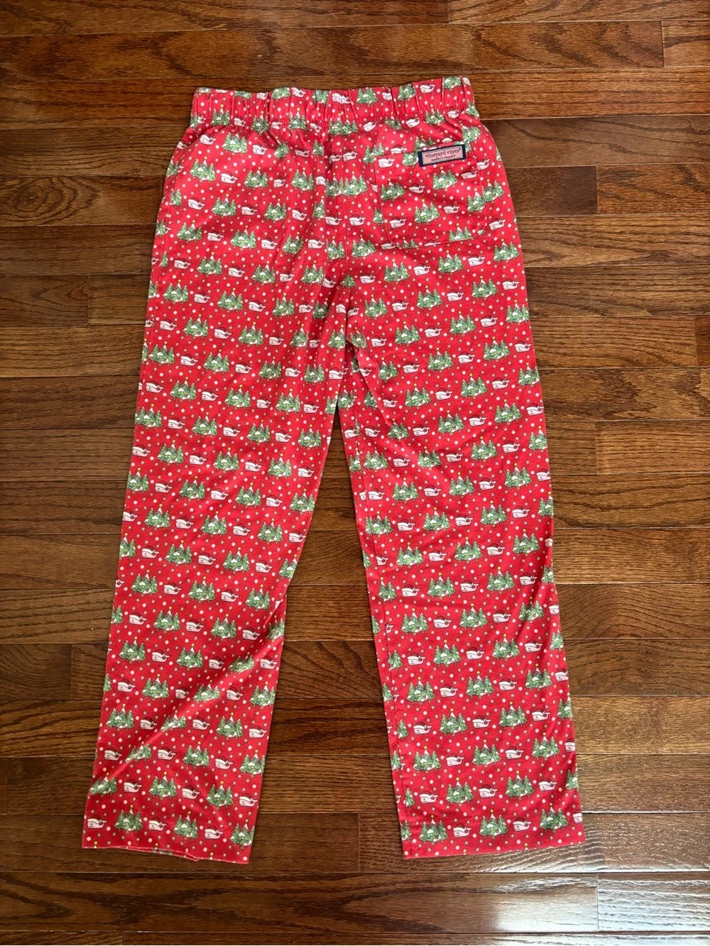 Vineyard Vines Red Santa Whale Kids Holiday Print Pajama Bottoms M