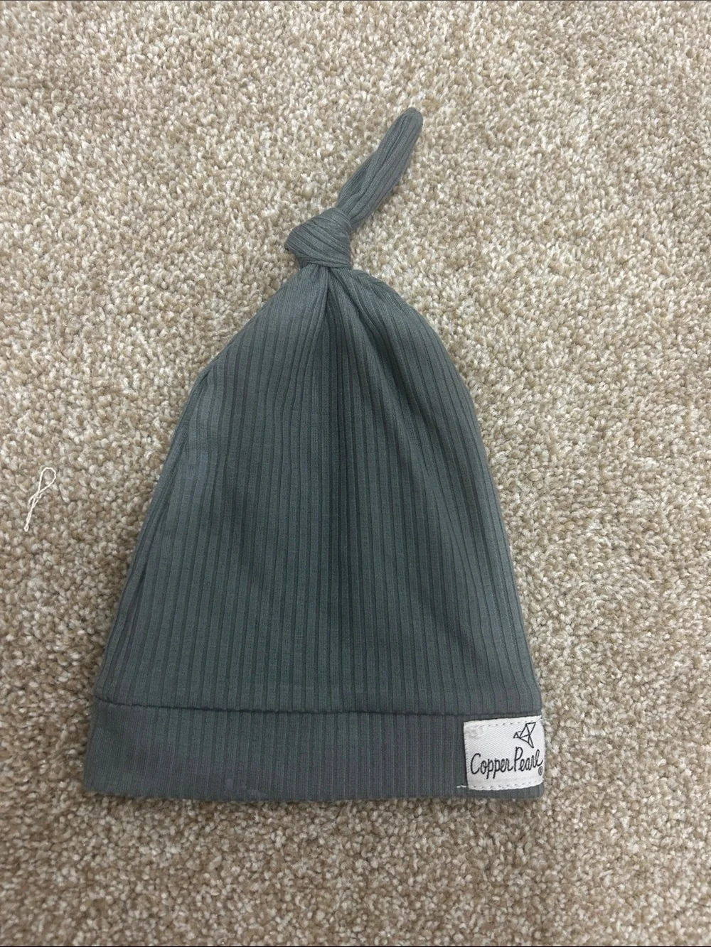 Copper Pearl Baby Beanie Top Knot Hat