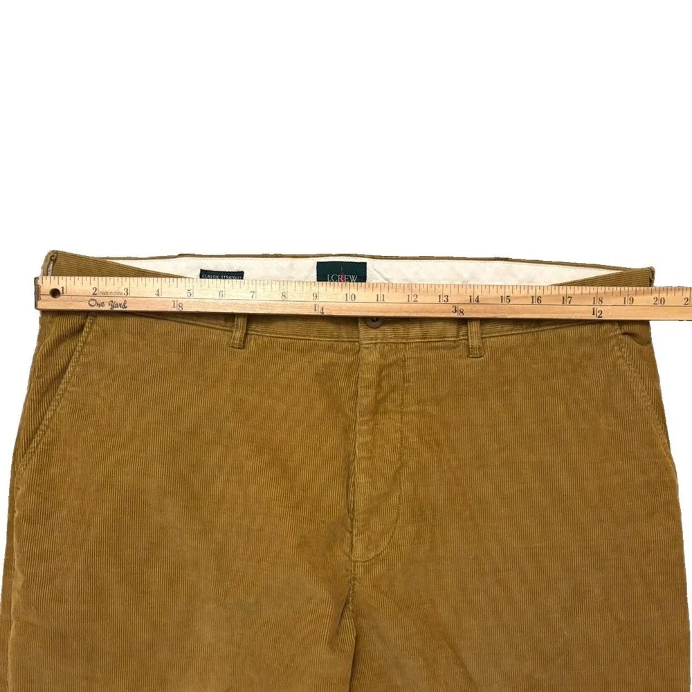 J.Crew Oarsman Corduroy Straight Chino Pant Men 38x32 Khaki Tan Brown Stretch
