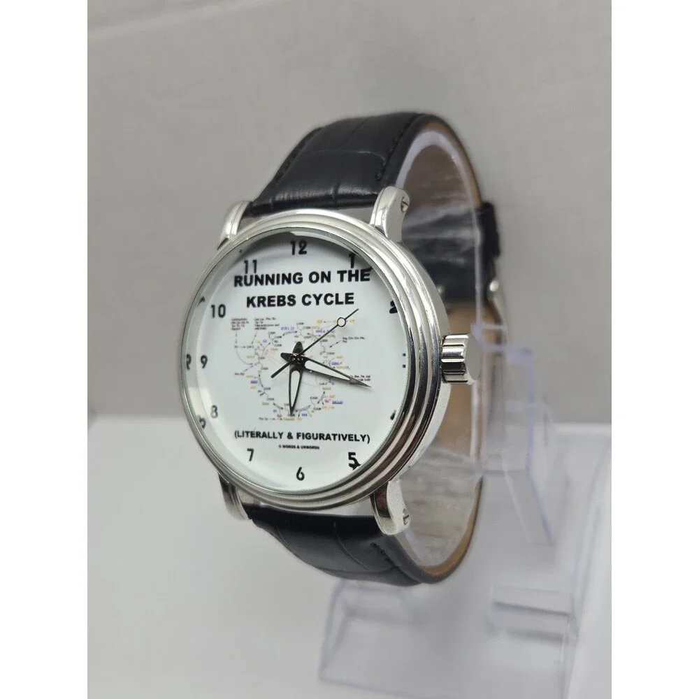 Zazzle Krebs Cycle Biochemistry Science Quartz Watch Black Leather New Battery