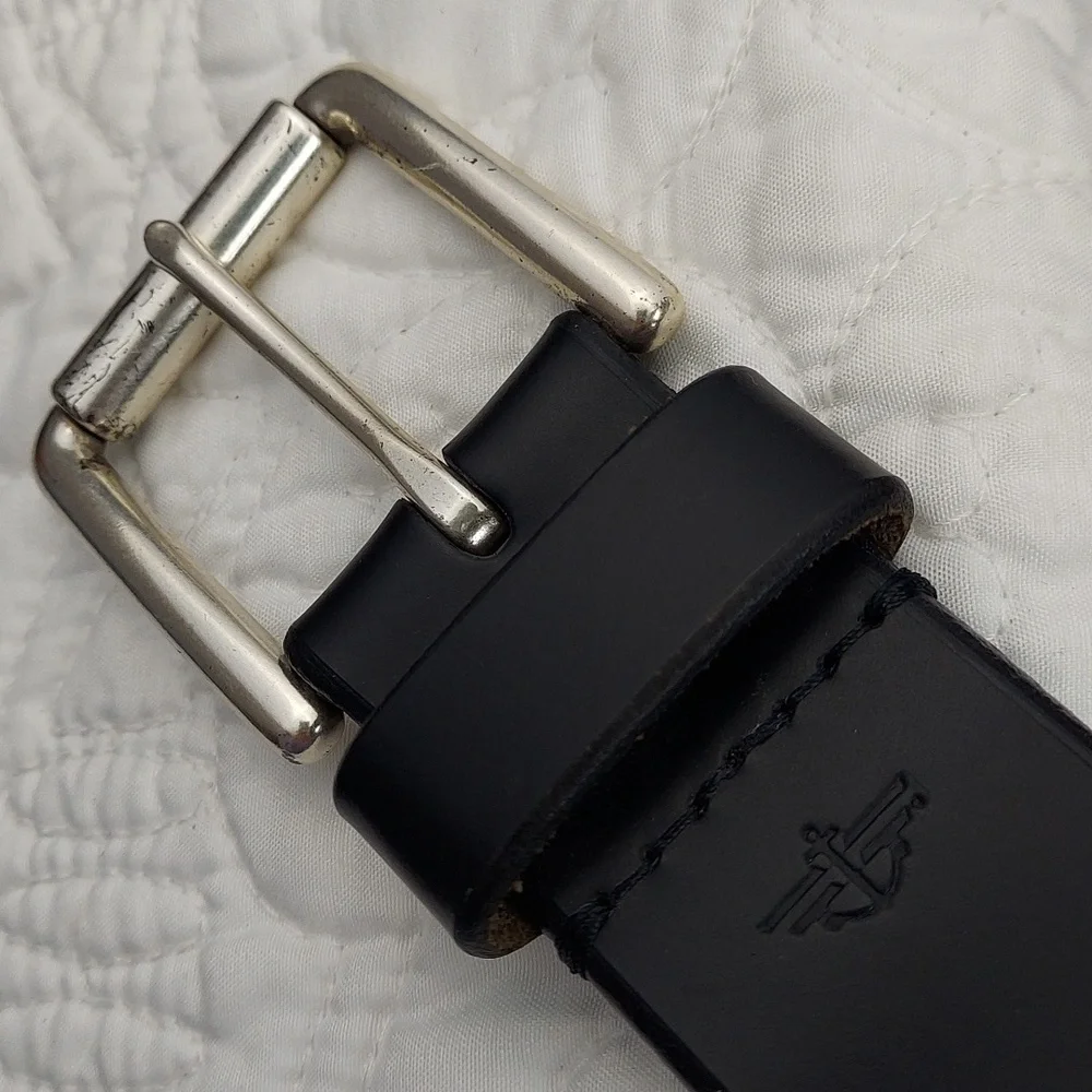 Dockers Elegant Black Soft Leather Men's Belt, Silver Buckle, Size 34, EUC