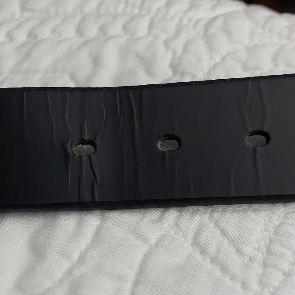 Dockers Elegant Black Soft Leather Men's Belt, Silver Buckle, Size 34, EUC