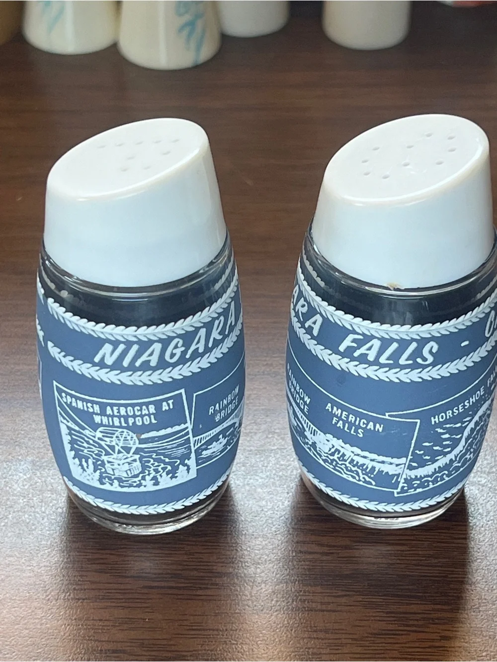 Vintage 1970s Niagara Falls Glass Salt and Pepper Shakers