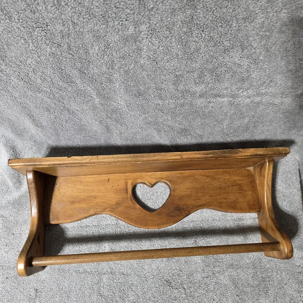 Vintage Wood Country Heart Cutout Shelf w/dowel Cottagecore Grannycore