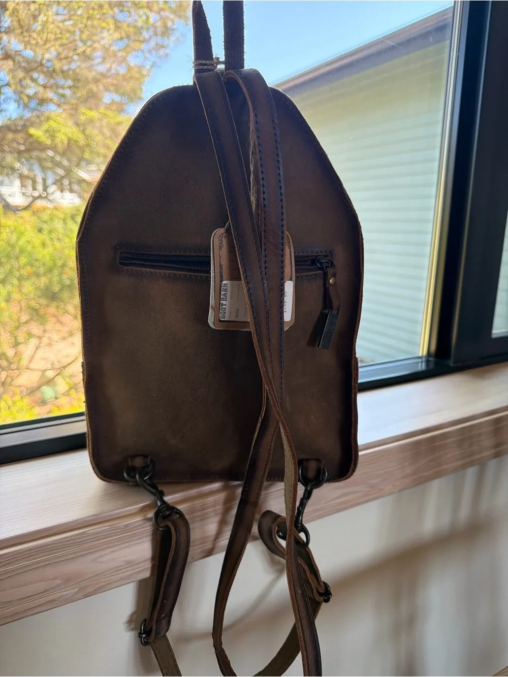 STS Ranchwear Brown Leather and Brown/White Cowhide Mini Backpack