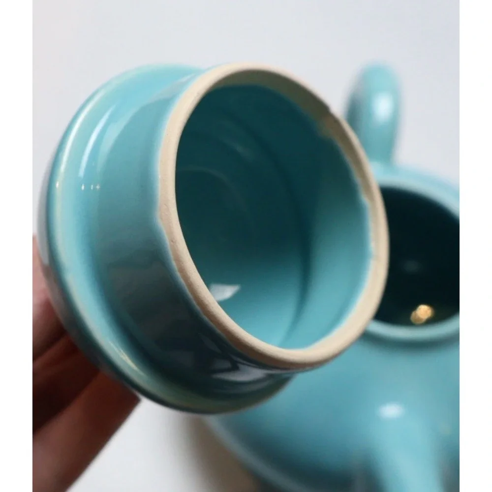 VTG Franciscan Ware El Patio Blue Ceramic Teapot w/Lid 1930's Stamped