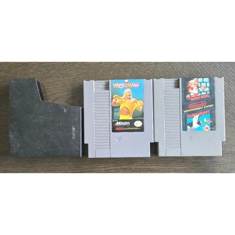 Nintendo NES: Super Mario Bros Duck Hunt & WWF‎ WrestleMania w/ Sleeve, Untested