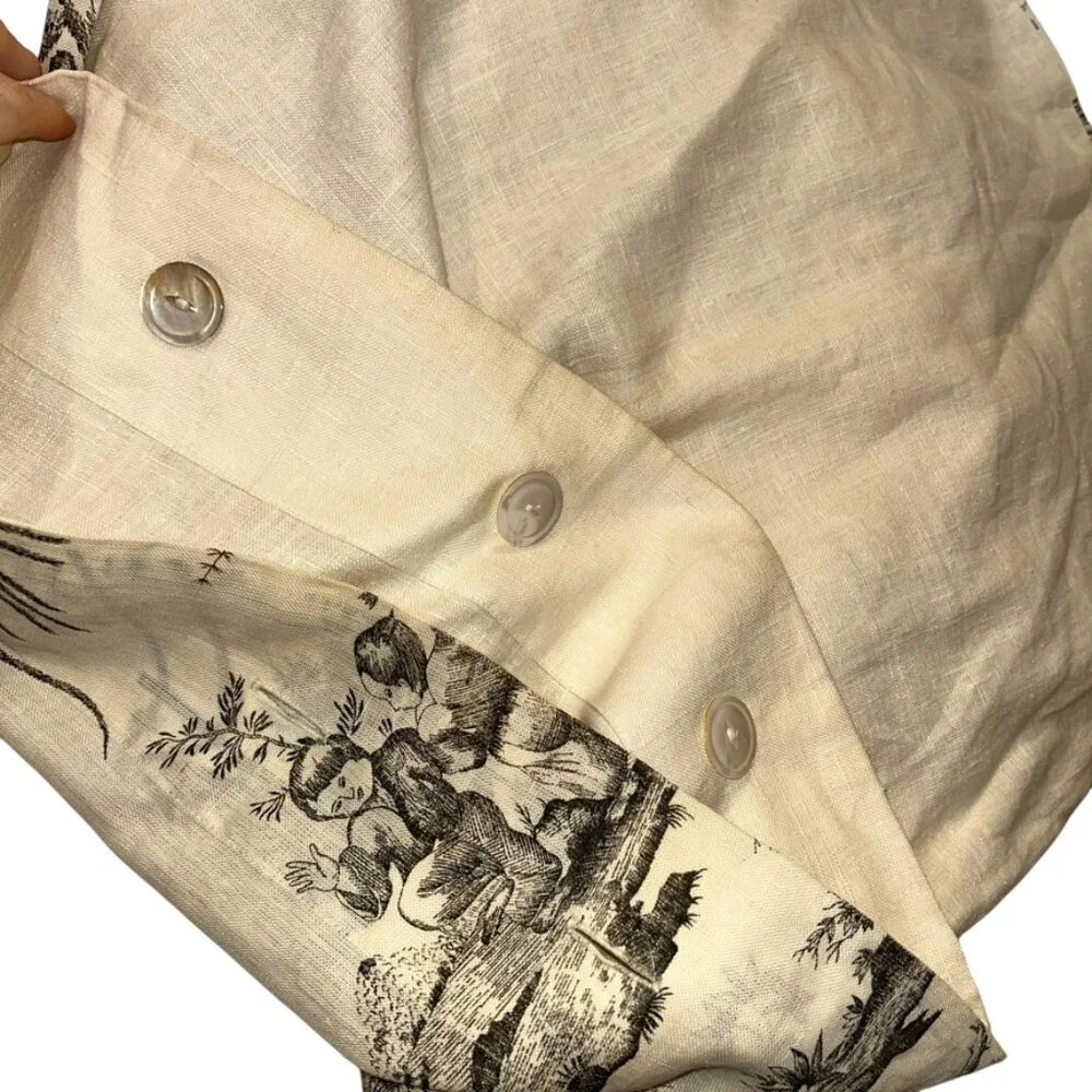 Linen Toile Bed Pillow cover new 100%