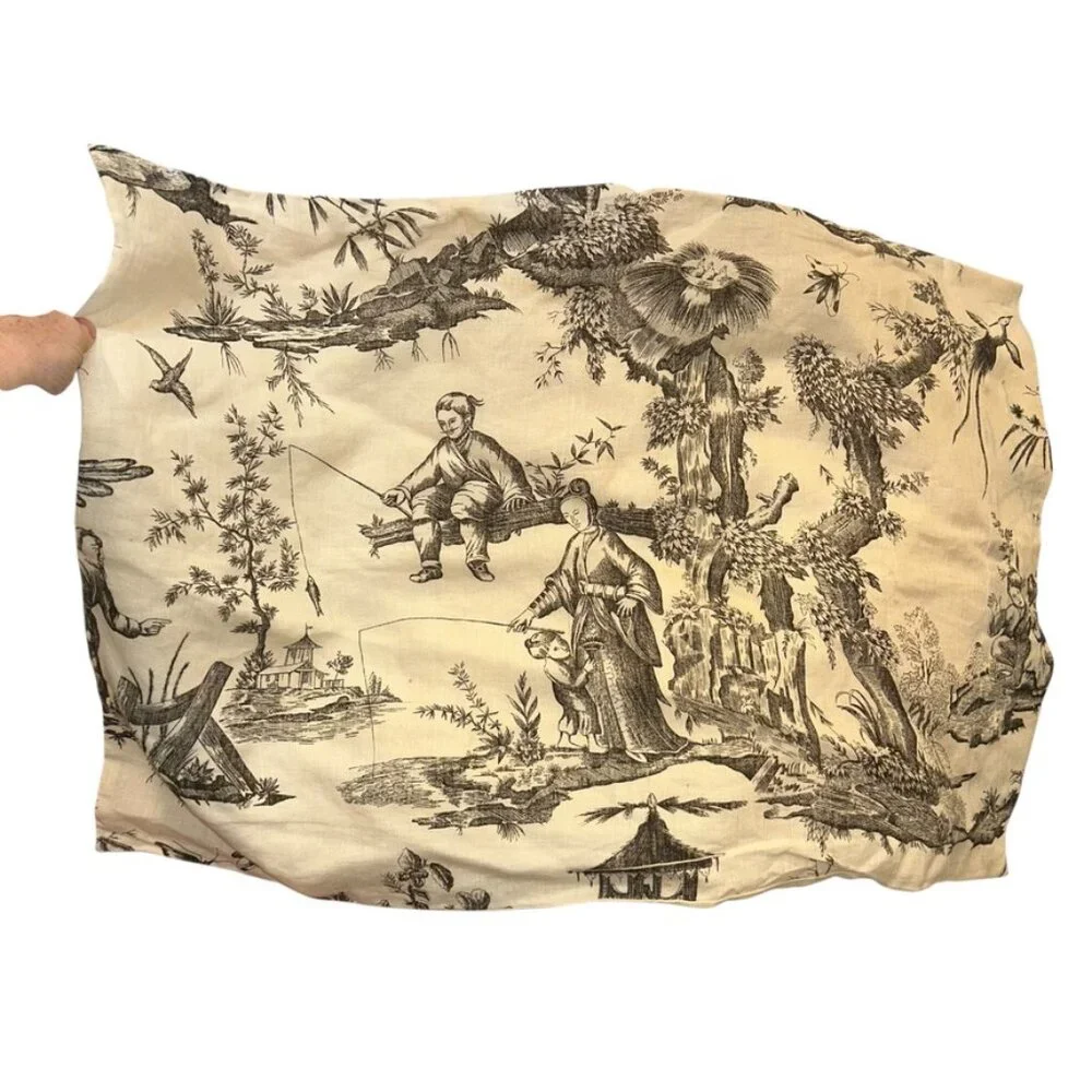 Linen Toile Bed Pillow cover new 100%