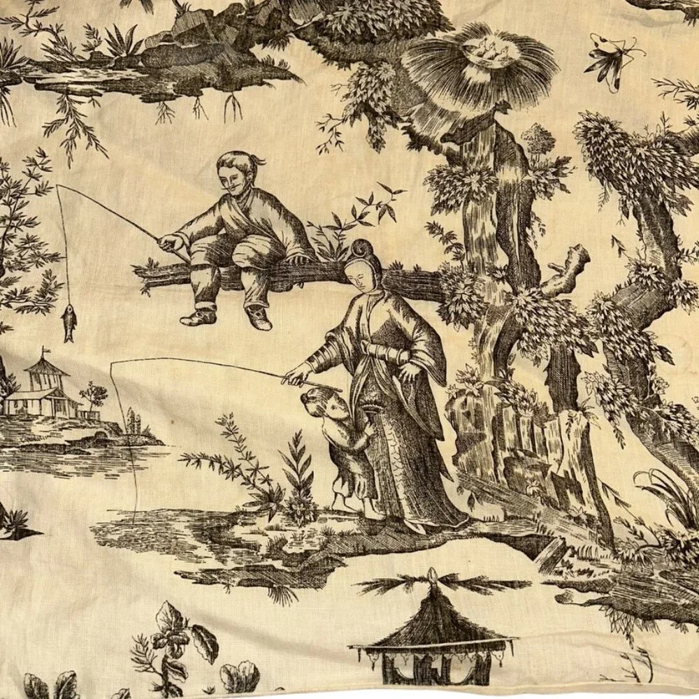 Linen Toile Bed Pillow cover new 100%