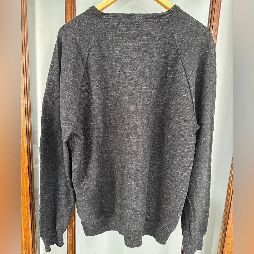 J Crew Henley Cotton Mens XL Long Sleeve Gray Pullover Knit Sweater Outdoor‎