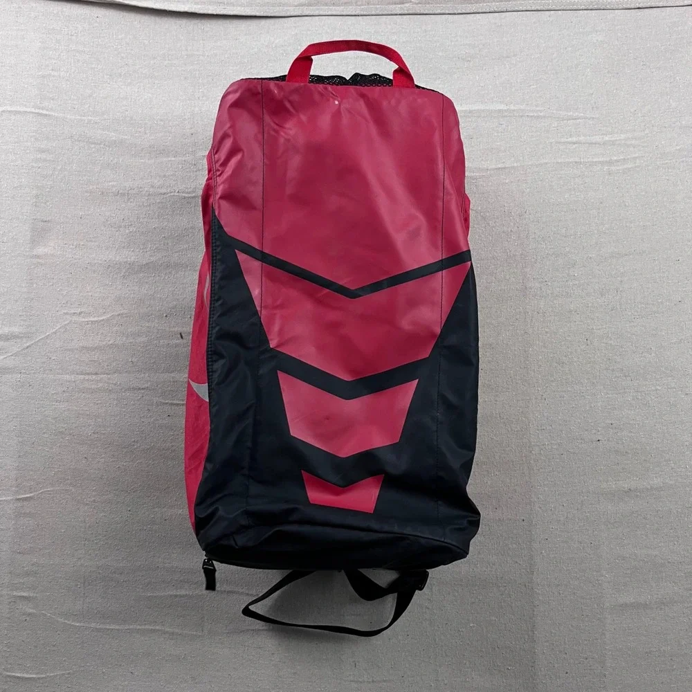 Nike Duffel Bag Unisex Large‎ Red Black Max Air Padded Strap Ventilated Pocket