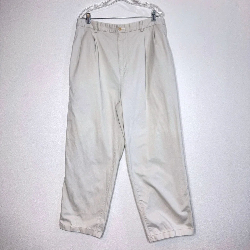 Vtg BANANA REPUBLIC Smithfield Corduroy Mens Pants 36x30 Off White Cuffed Pleats