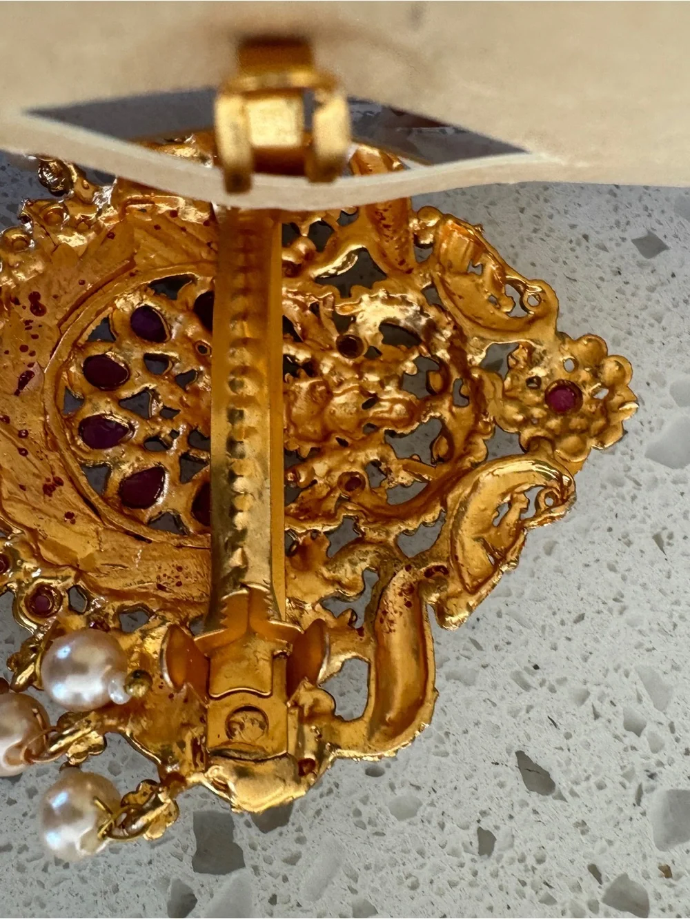 Vintage Gold-Tone Hair-clip with Faux Pearls & Stone Accents - NWT