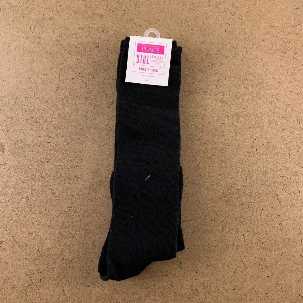 The Children's Place Girls Shoe Size 11-13 Black Uniform Knee Socks 2-Pack NWT