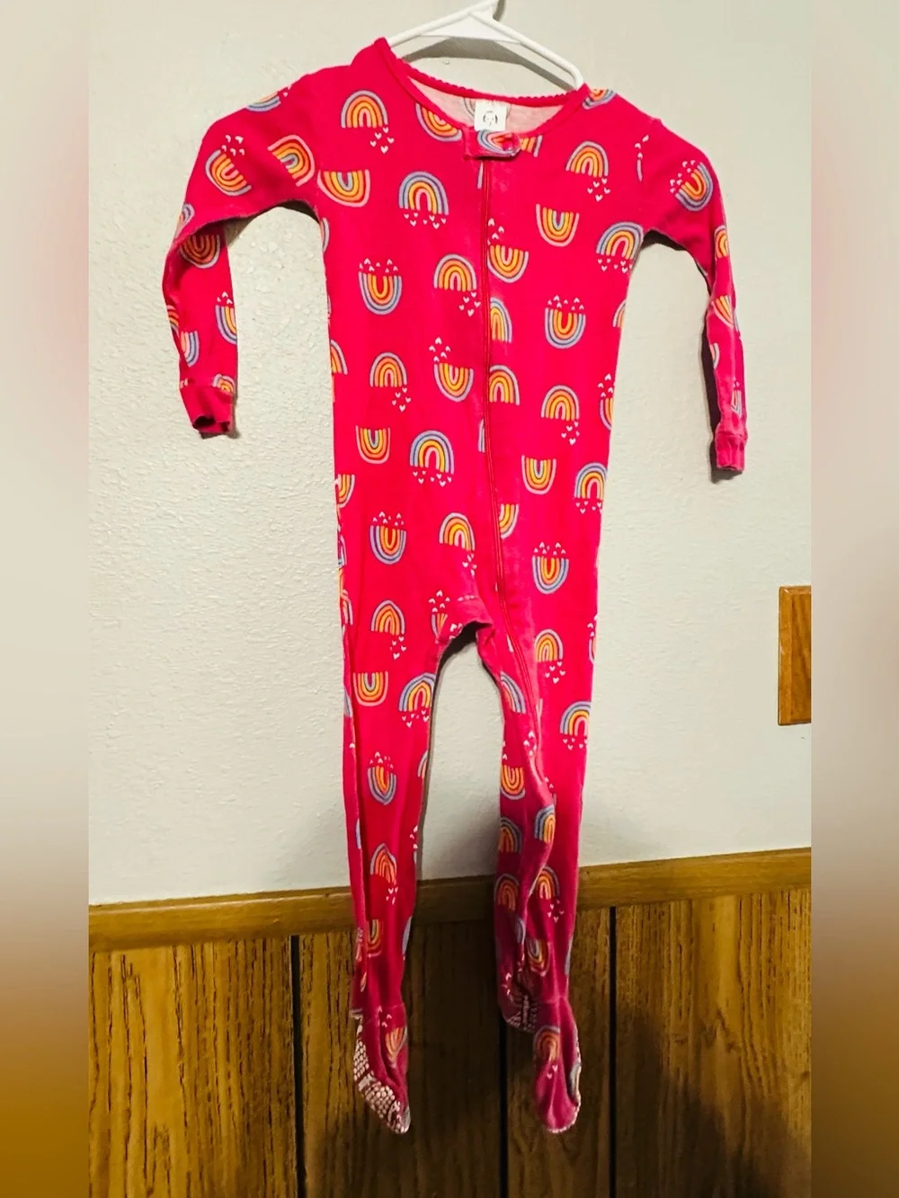 Gerber Kids toddler girl size 3T Pink Rainbow One-Piece Footed Pajamas