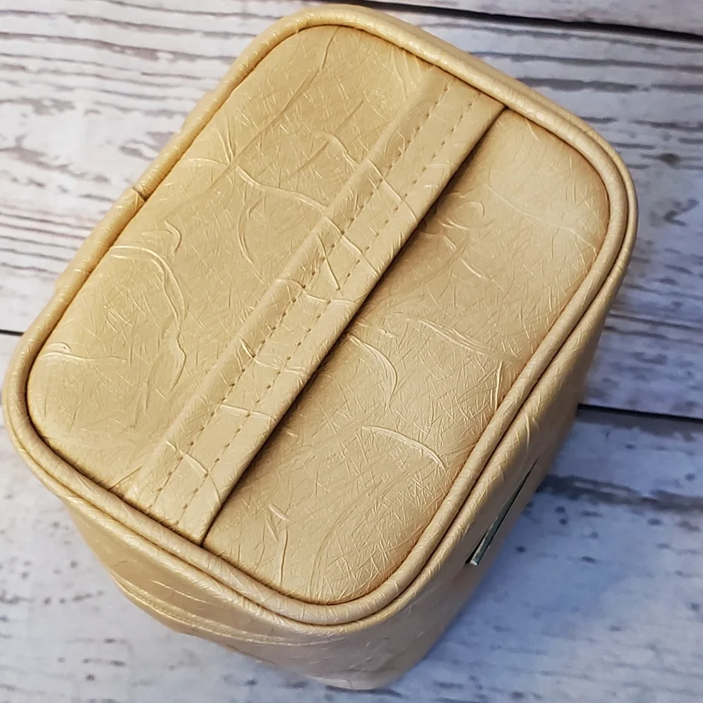 SeneGence gold vinyl mini train case makeup bag