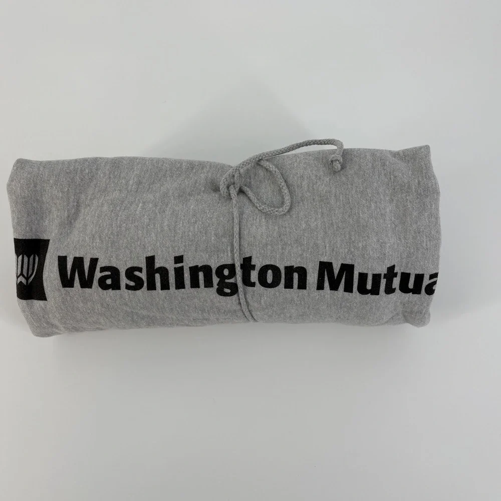 Vintage Washington Mutual‎ Fleece Stadium Blanket Gray Heather Drawstring WaMu