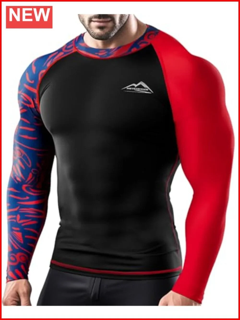 Men's Long Sleeve UPF 50+ Rash Guard Compression Performance Athletic Shirt