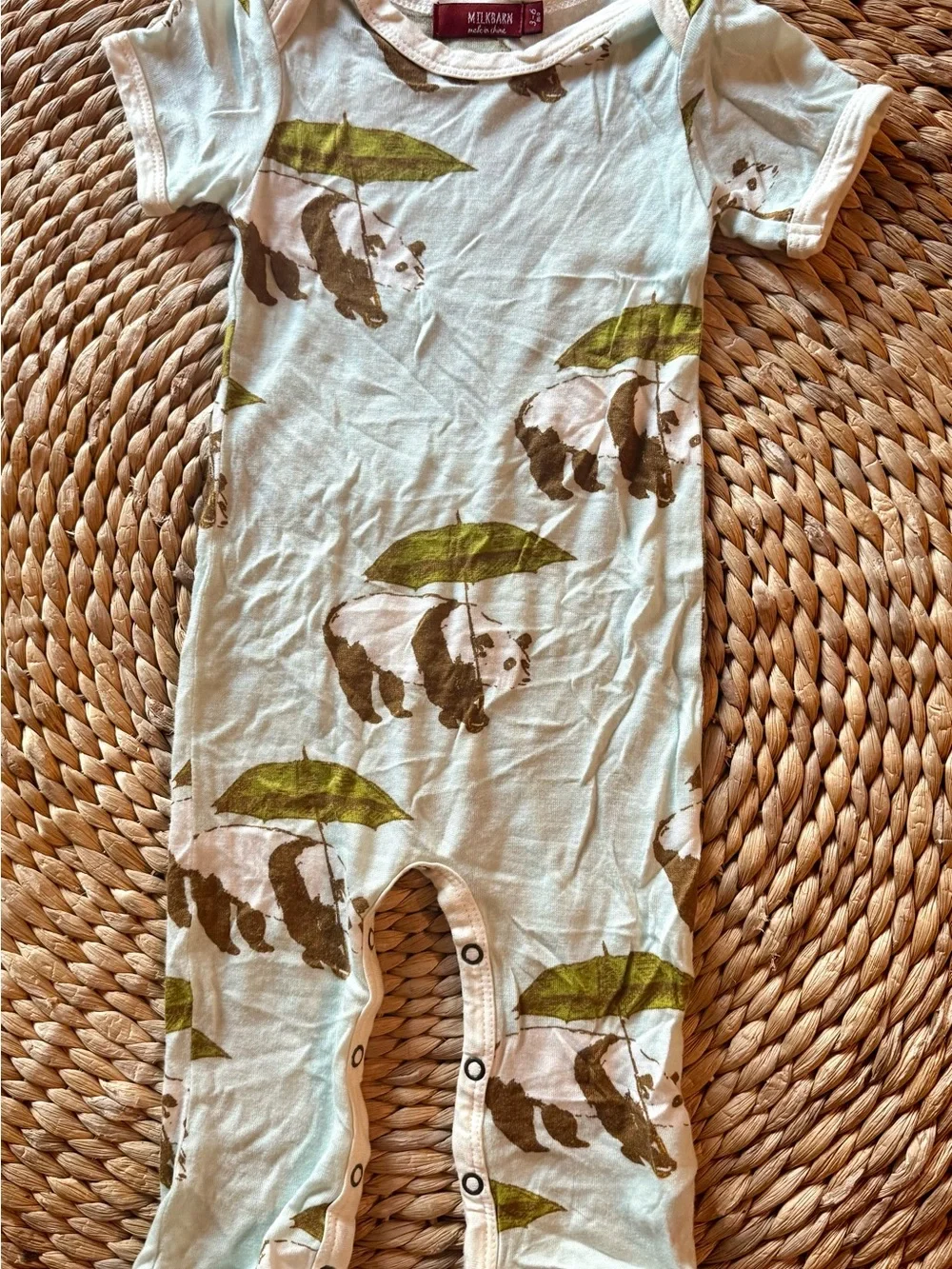 Milkbarn Bamboo Romper Panda Bear Sz 3-6 Months
