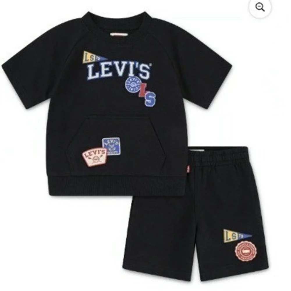 Levi's Kids Black Short Sleeve T Shirt‎ and Shorts Set Graphic Size 2T /#2689