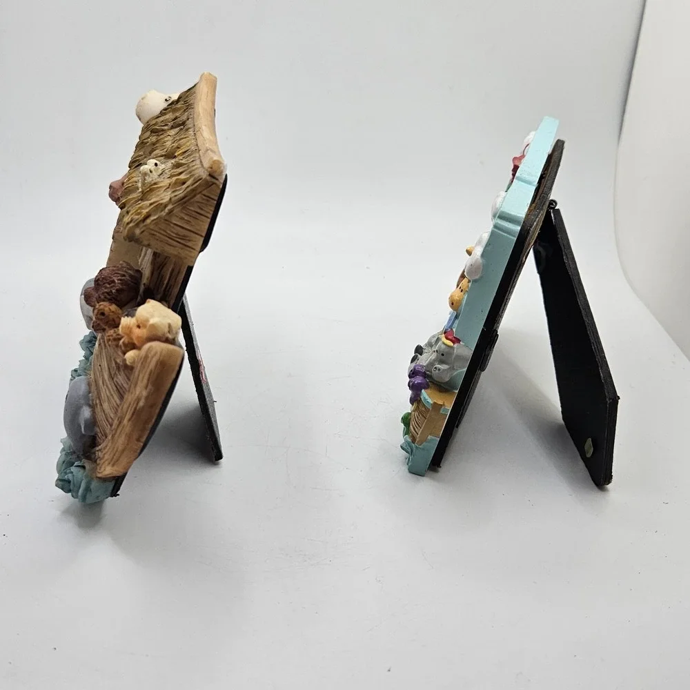 Lot of 2‎ Noah's Ark Resin Photo Frames Nursery Decor Animal Picture Frames