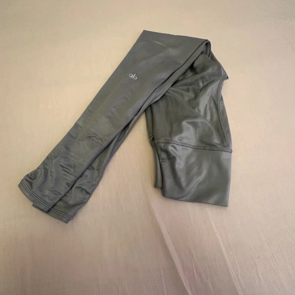Alo Yoga Womens‎ High-Waist Airlift Leggings Metallic Silver Grey W5512R Size S