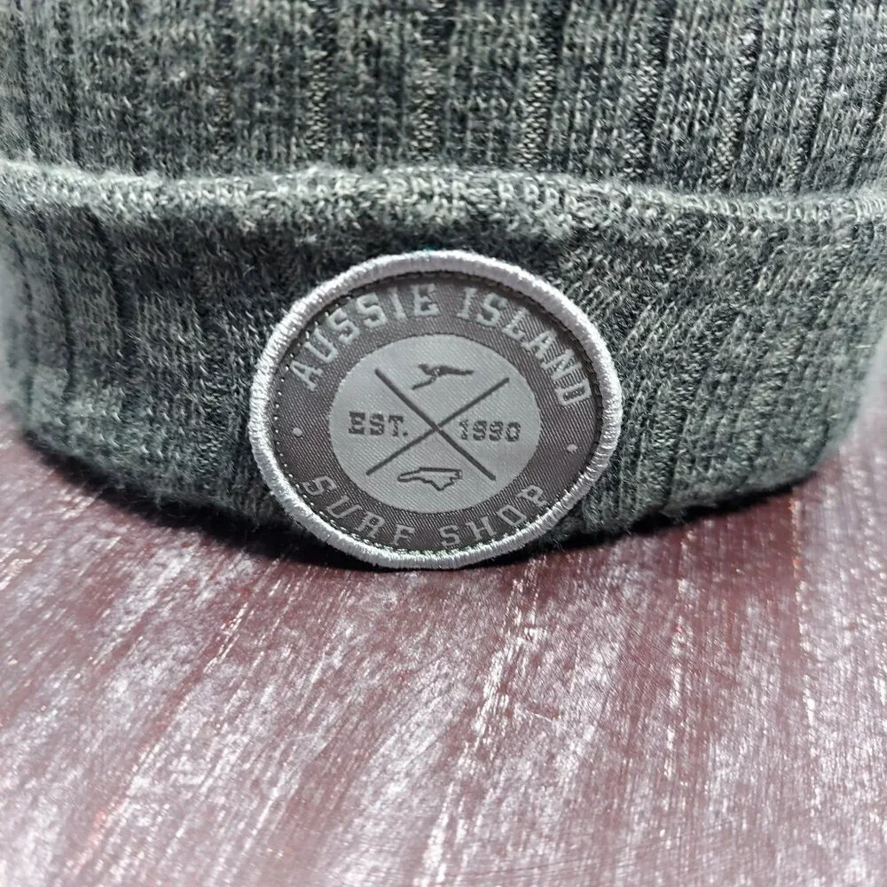 Aussie Island‎ Surf Shop Ribbed Knit Beanie Hat Dark Gray Acrylic Winter Cap