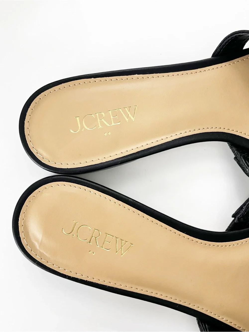 J.Crew Black Strappy Upper Gold Hardware Bit Slide Casual Sandals