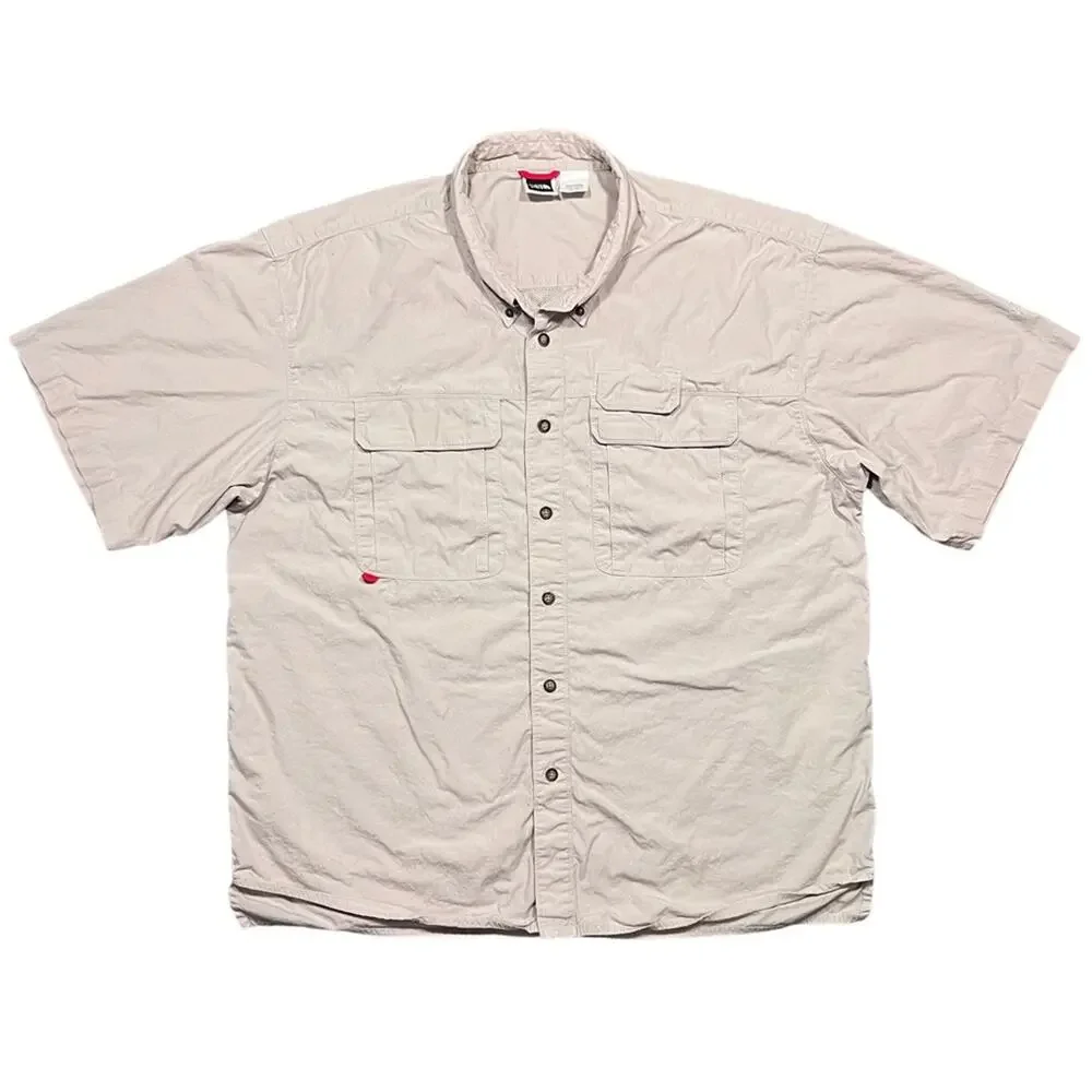 The North Face Beige Utility Hiking Fishing Short Sleeve Button Shirt Mens XL