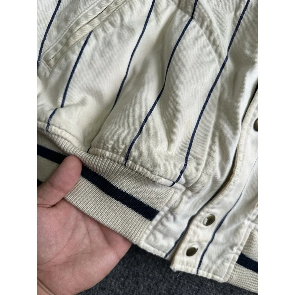 Mens 90s Polo by Ralph Lauren Striped Snap Front Bomber Jacket, Size M