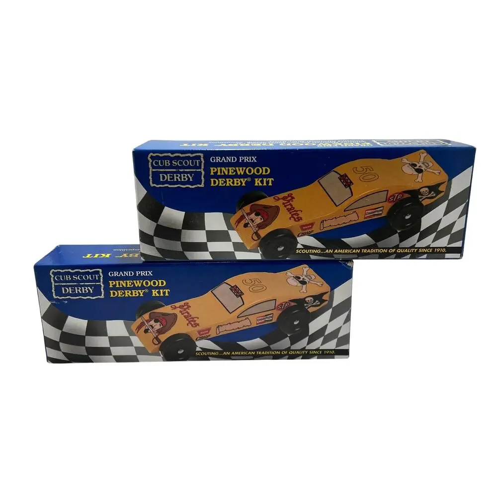 BSA CUB SCOUT Pinewood Derby Grand Prix Car Kits Lot 2 Sealed Wood Wheels Axles