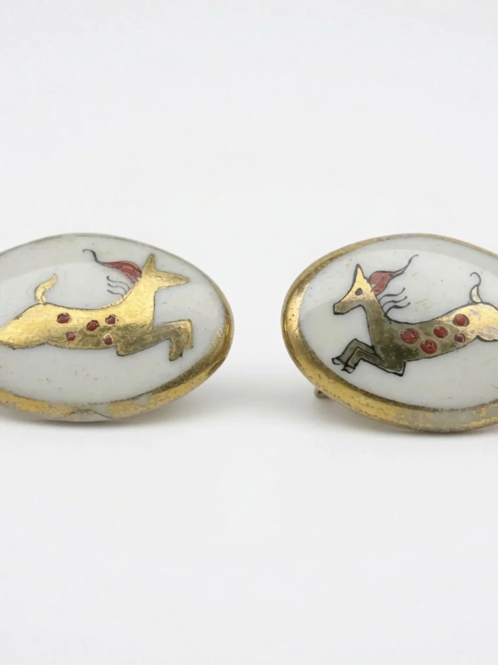 MCM Victoria Flemming Porcelain Prancing Horse Cufflinks