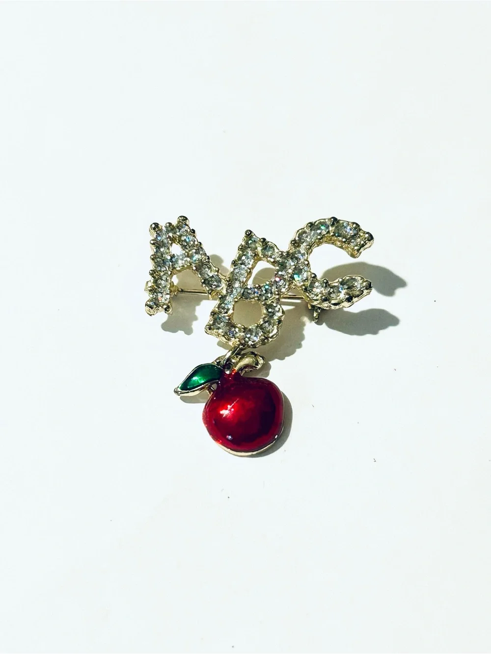 ABC and Apple Brooch Pendant, Teacher Gifts
