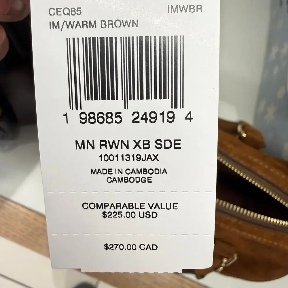 NEW‼️Coach Mini Rowan Crossbody Bag CEQ65 suede/Gold/Warm Brown