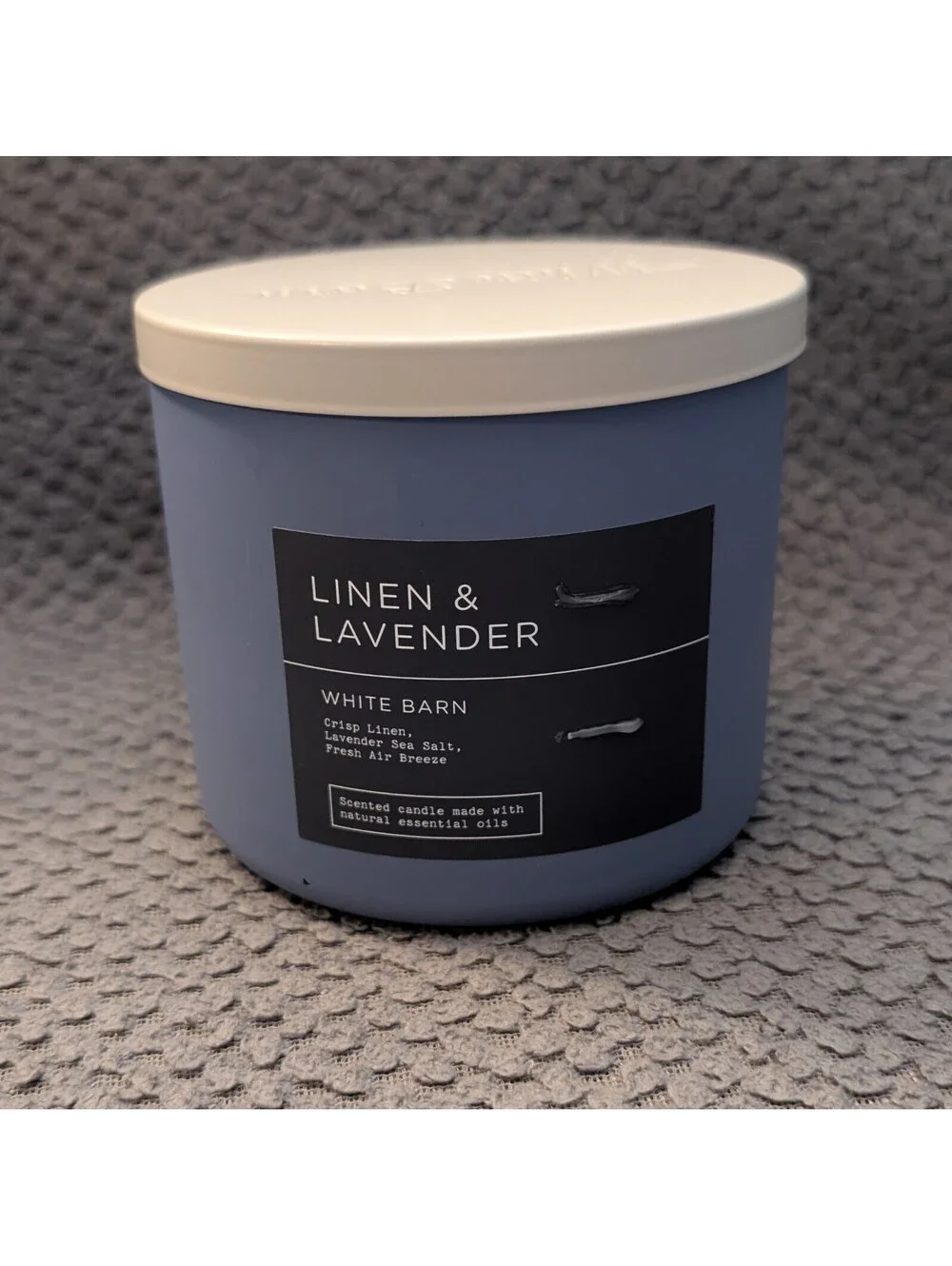 Bath & Body Works White Barn Linen & Lavender 3-Wick Candle 14.5 oz Discontinued