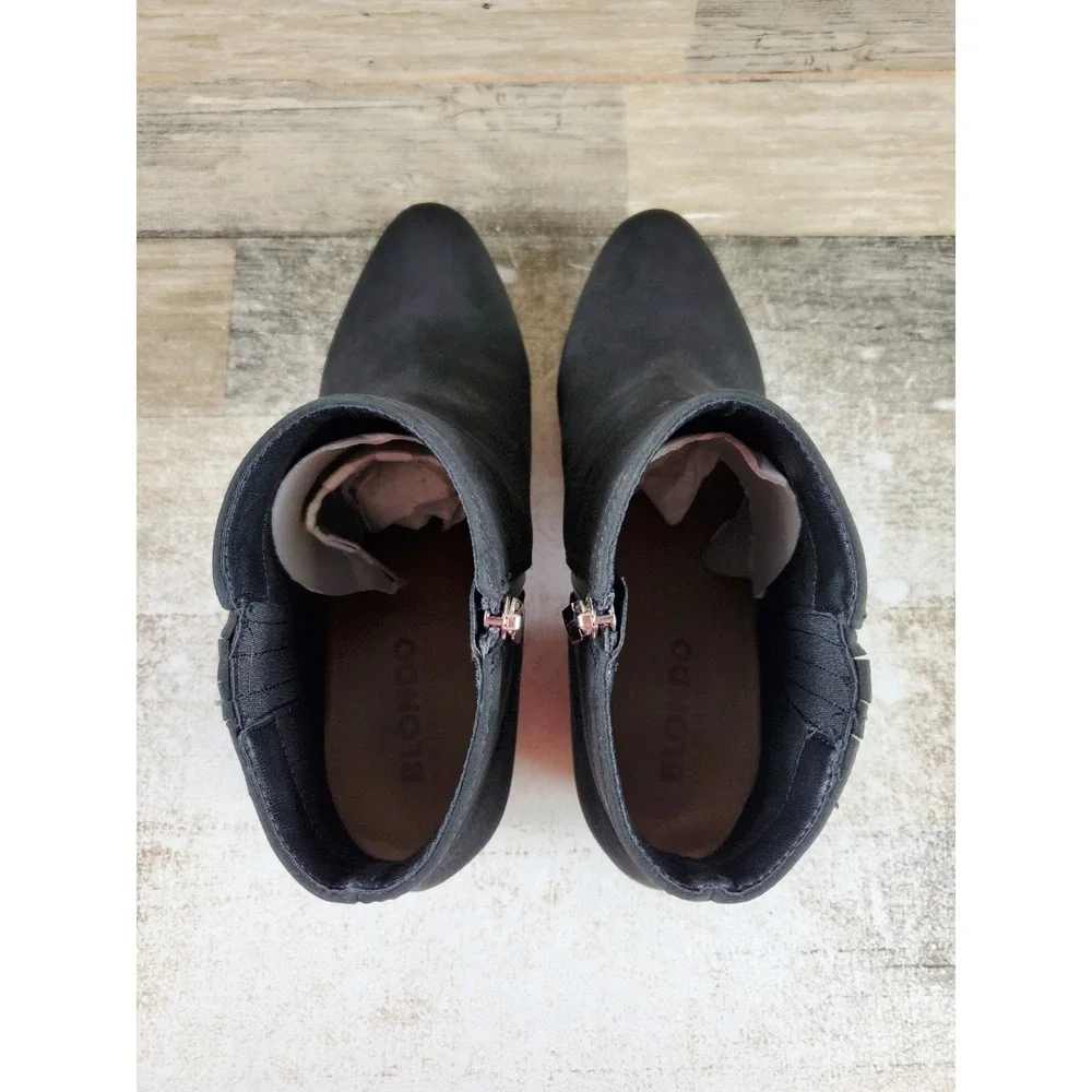 Blondo Valli 2.0 Women Ankle Bootie Sz 9 M Black Nubuck Leather Waterproof Block